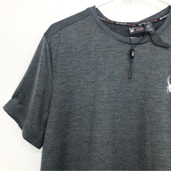 Spyder Active Gray Performance Athletic Short Sleeve Shirt- New Without Tags - Picture 3 of 10